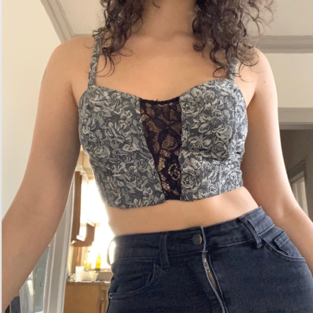 UO Pins and Needles Floral Bustier Crop Top